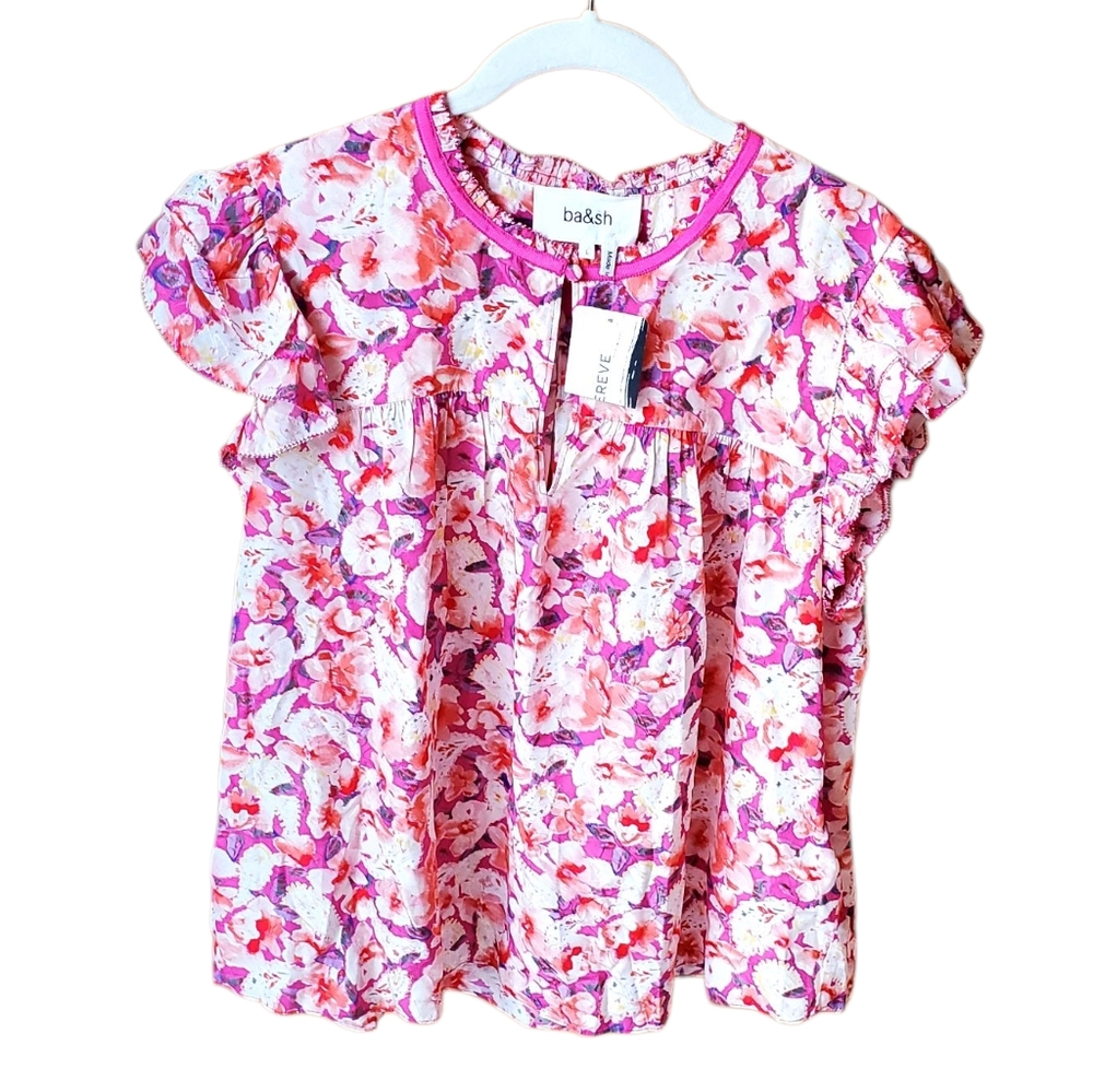ba&sh Derick Pink Floral Top Blouse L